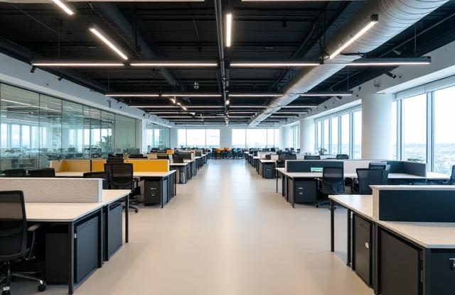 Modern tech office with modular workstations